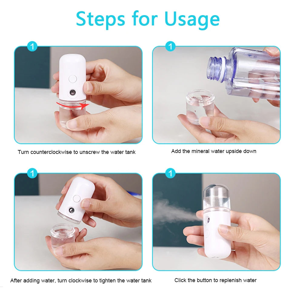 Pulvérisateur Facial à brume USB, humidificateur, nébuliseur Rechargeable, vapeur pour le visage, Instruments de beauté hydratants, outils de soins de la peau