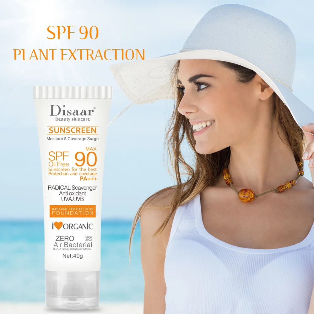 Crème solaire blanchissante pour le visage et le corps, protection de la peau, anti-âge, contrôle de l'huile, hydratante, éventuelles F90
