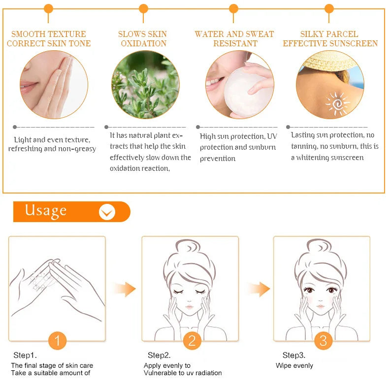 Crème solaire blanchissante pour le visage et le corps, protection de la peau, anti-âge, contrôle de l'huile, hydratante, éventuelles F90
