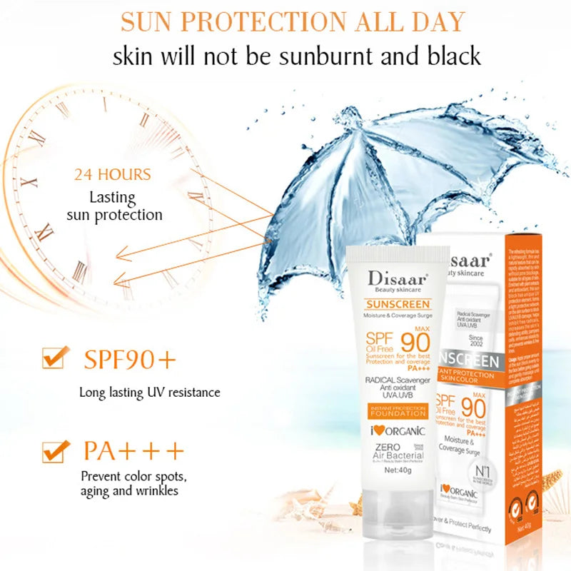 Crème solaire blanchissante pour le visage et le corps, protection de la peau, anti-âge, contrôle de l'huile, hydratante, éventuelles F90