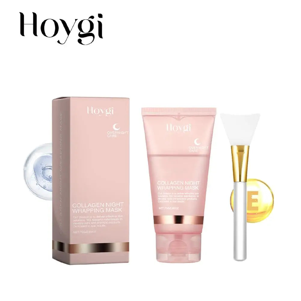 Masque facial décollable au collagène pour la nuit, masque d'emballage de nuit au collagène coréen, hydrate en profondeur, masque de soins de nuit, crème 75ml