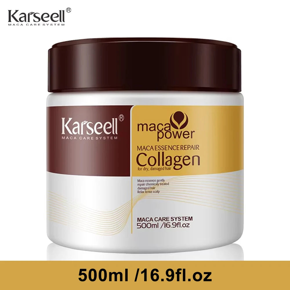 Karseell traitement capillaire au collagène réparation profonde conditionnement huile d'argan masque capillaire Essence pour cheveux secs et endommagés 100 ml/500 ml