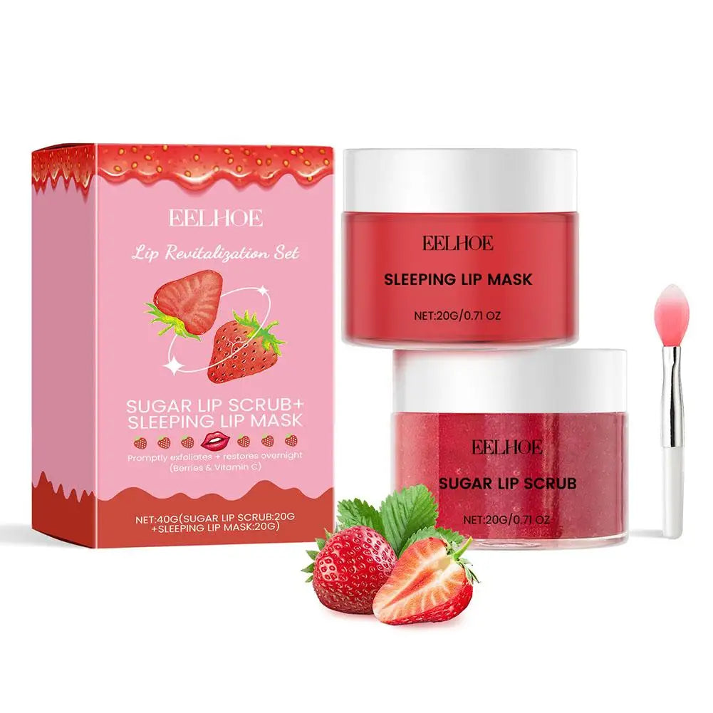 Masque à lèvres au collagène, masque de sommeil aux fraises, baume hydratant, patchs nourrissants pour les lèvres, tampons en Gel, crème de soin pour la peau