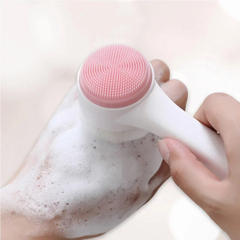 3D double silicone brosse de nettoyage du visage massage manuel brosse faciale poils doux exfoliator double face brosse de lavage du visage