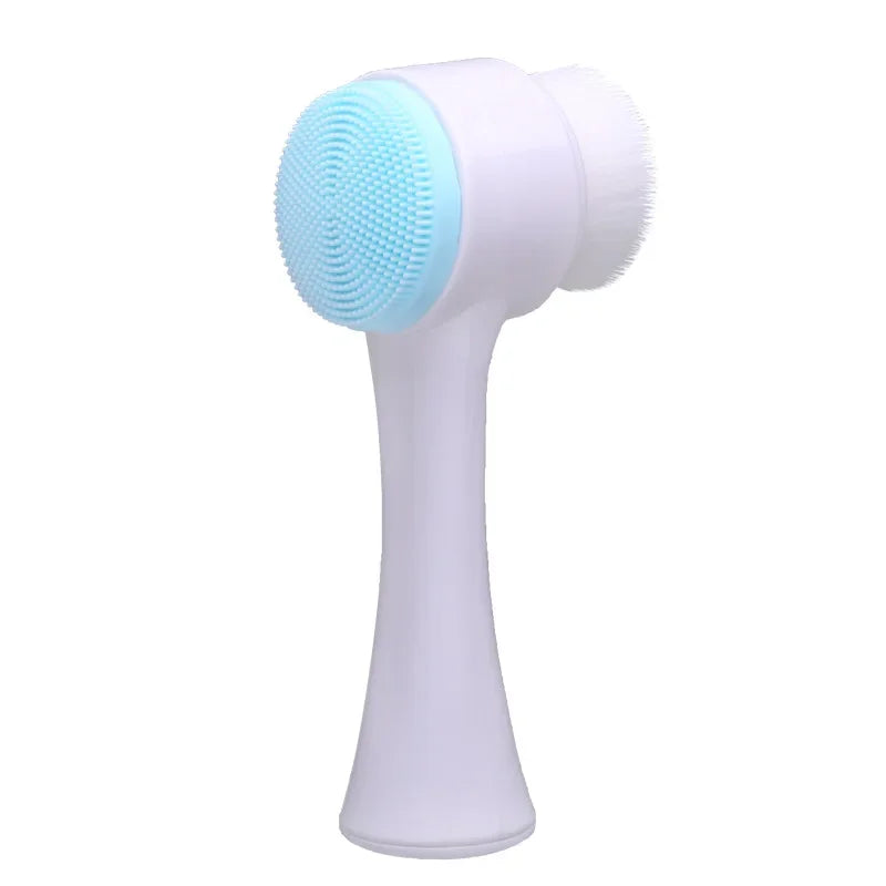 3D double silicone brosse de nettoyage du visage massage manuel brosse faciale poils doux exfoliator double face brosse de lavage du visage