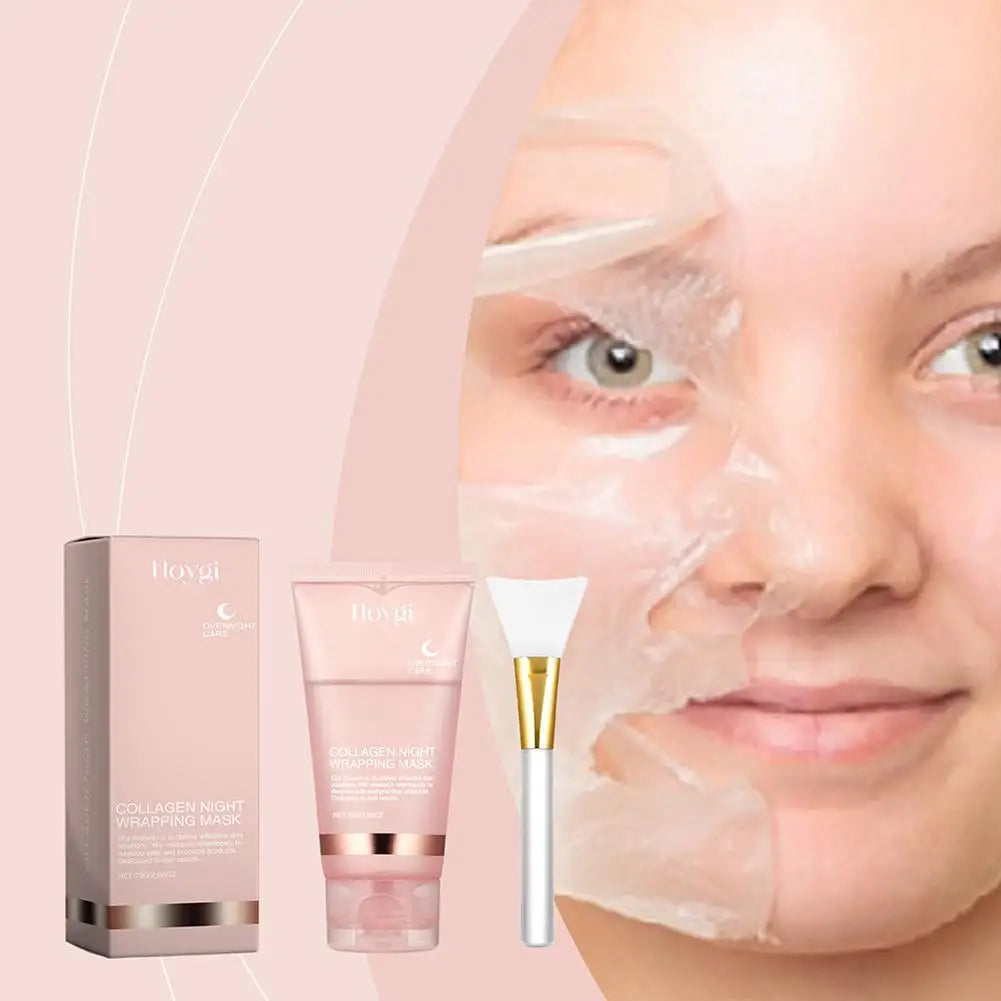 Masque facial décollable au collagène pour la nuit, masque d'emballage de nuit au collagène coréen, hydrate en profondeur, masque de soins de nuit, crème 75ml