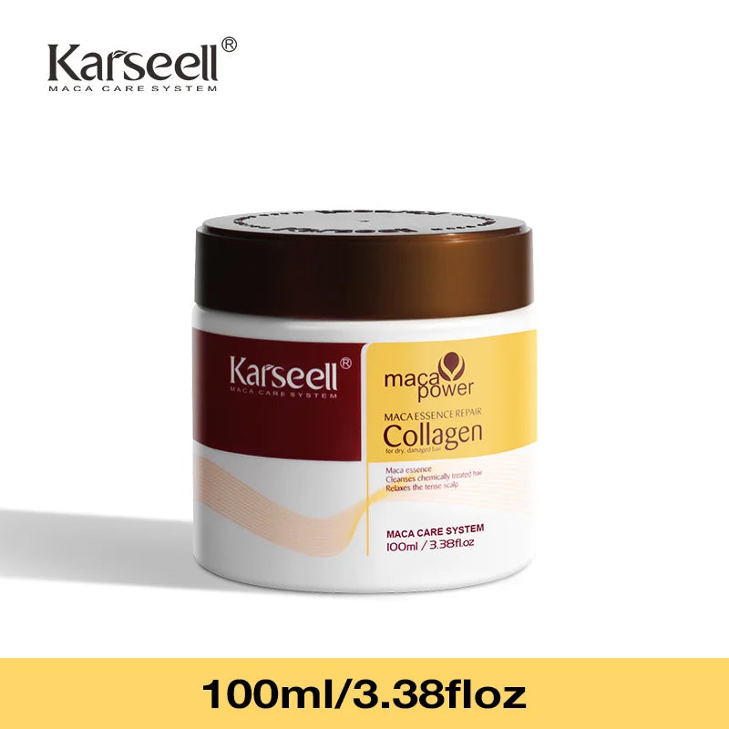 Karseell traitement capillaire au collagène réparation profonde conditionnement huile d'argan masque capillaire Essence pour cheveux secs et endommagés 100 ml/500 ml