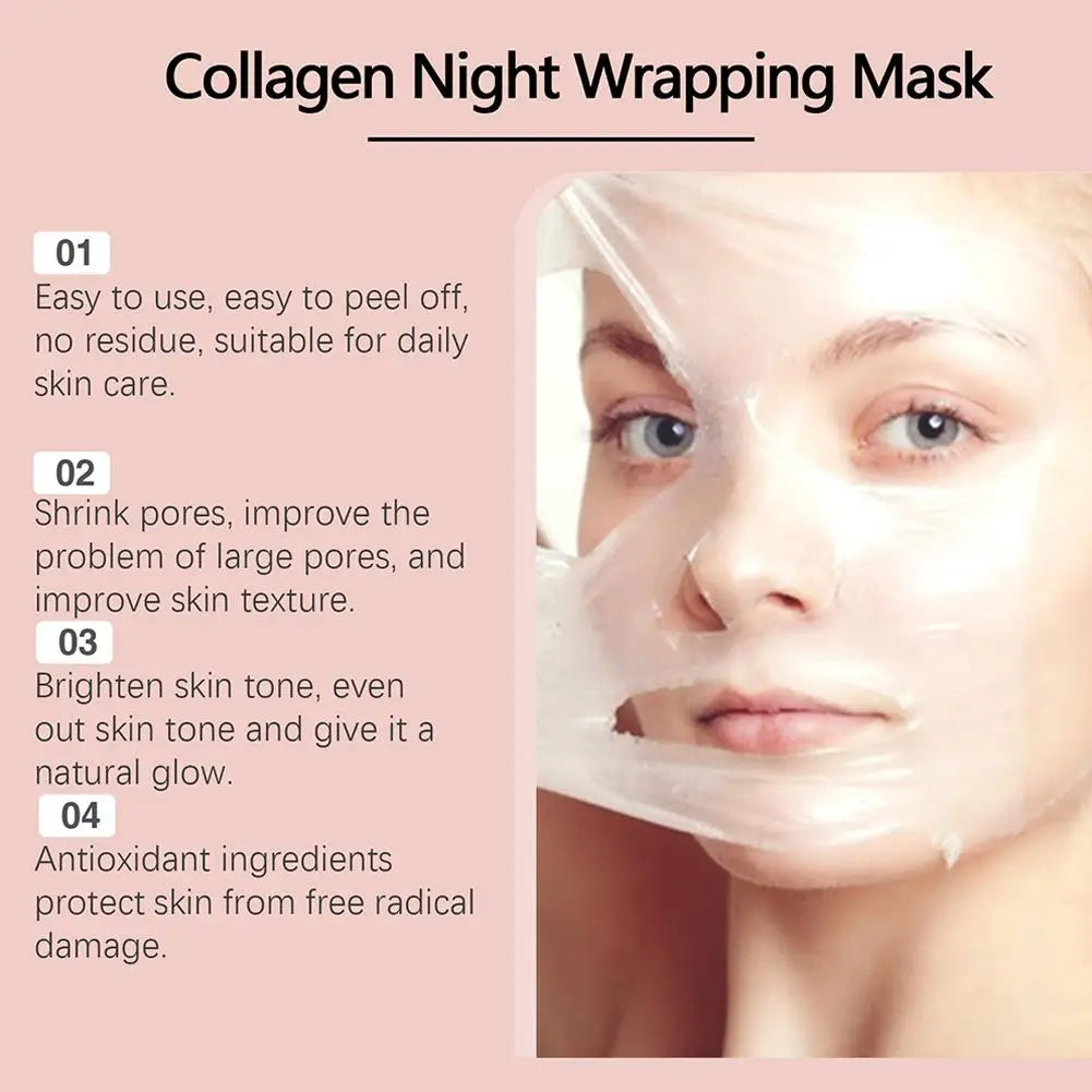 Masque facial décollable au collagène pour la nuit, masque d'emballage de nuit au collagène coréen, hydrate en profondeur, masque de soins de nuit, crème 75ml