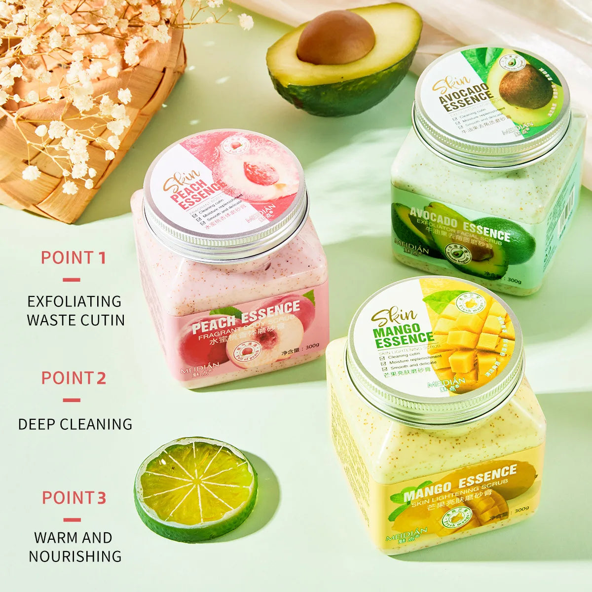 GIslande pour le corps aux gros fruits, adapté à l'extinction, au bain, au sel de mer, à la peau tendre et lisse, à la boue, 300g