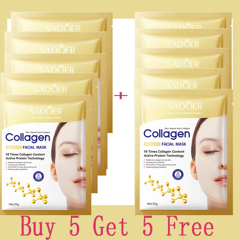 Masque Facial Anti-rides au collagène, 10 pièces, Anti-vieillissement, estompe les ridules, peau ferme, hydratant, éclaircissant, soins de la peau, cosmétiques coréens